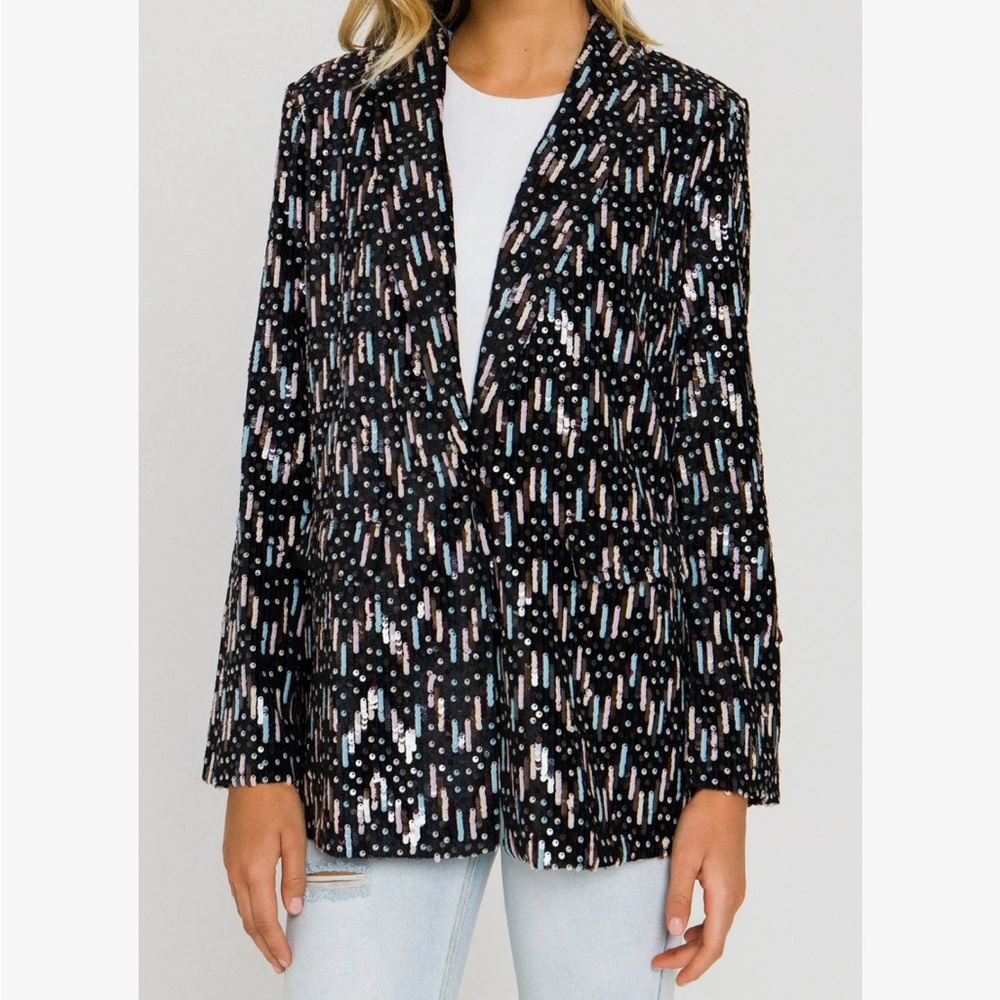 NWT💕ENDLESS ROSE 
SEQUIN SINGLE-BREASTED BLAZER